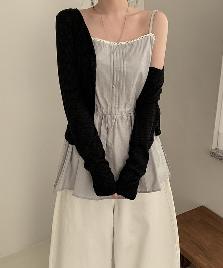 スクエアネックシアリングフレアミニワンピース SKY BLUE