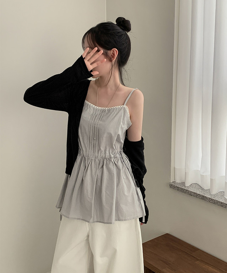 スクエアネックシアリングフレアミニワンピース SKY BLUE