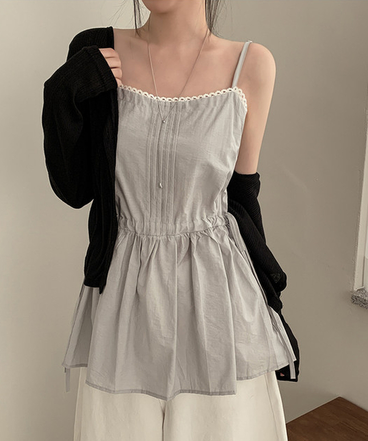 スクエアネックシアリングフレアミニワンピース SKY BLUE