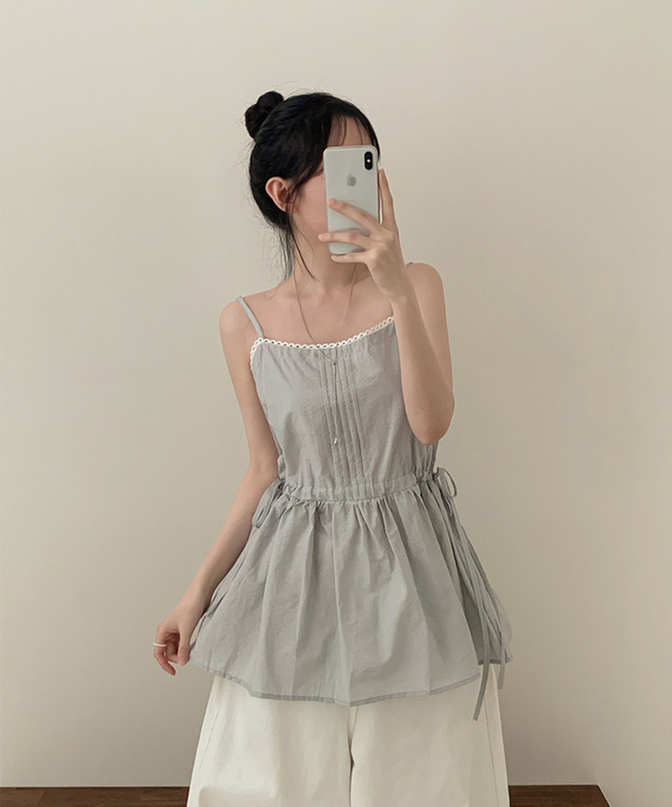 スクエアネックシアリングフレアミニワンピース SKY BLUE