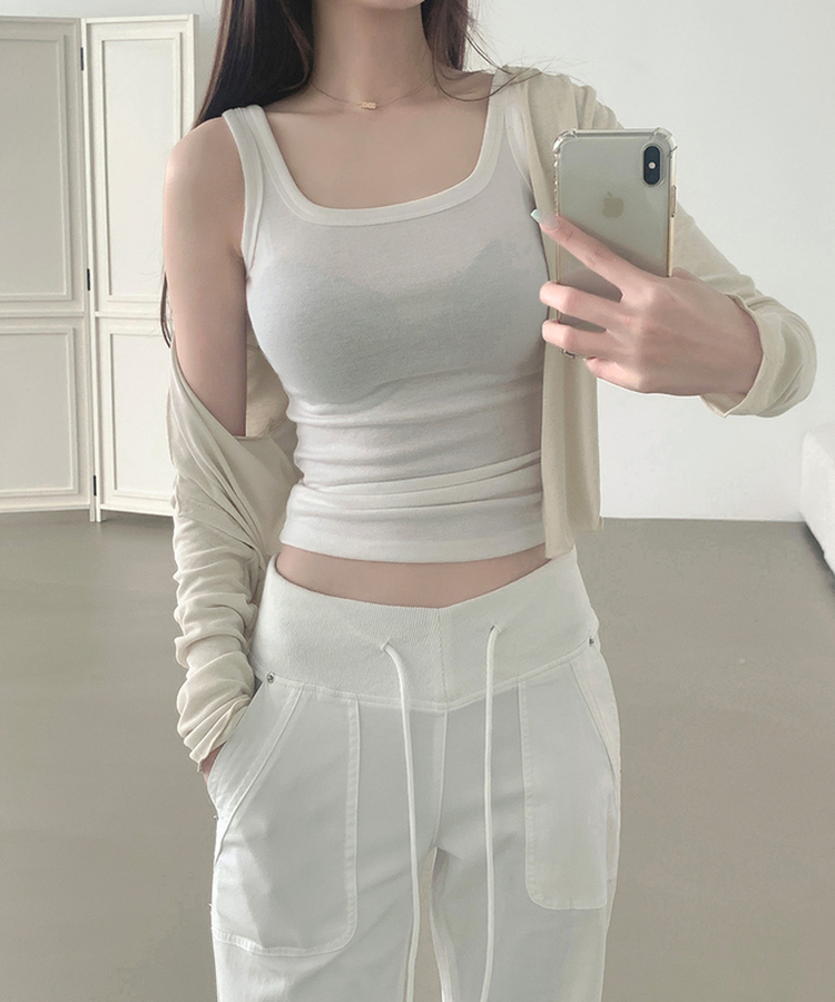 ベーシックスリムフィットノースリーブ(6color) IVORY