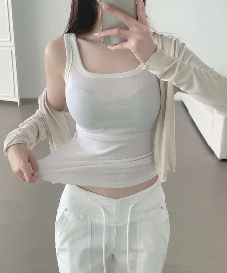 ベーシックスリムフィットノースリーブ(6color) IVORY