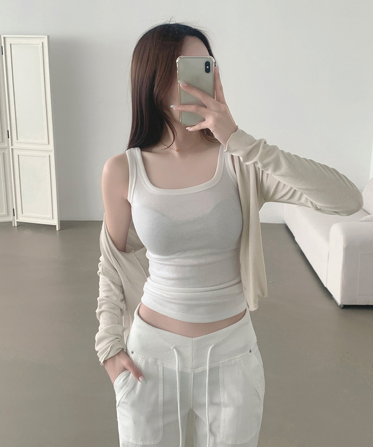 ベーシックスリムフィットノースリーブ(6color) IVORY