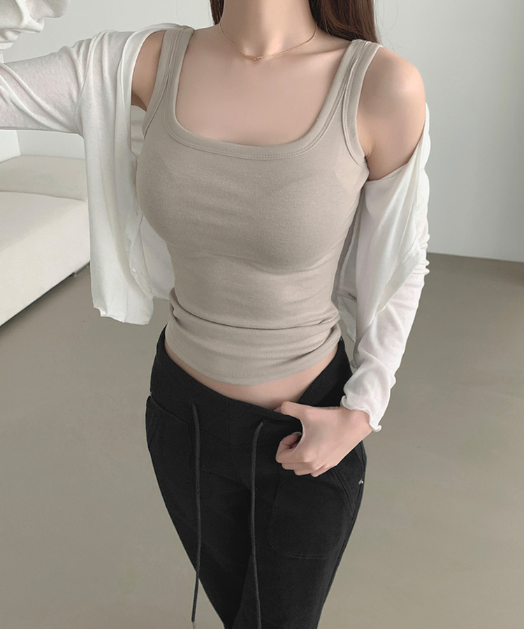 ベーシックスリムフィットノースリーブ(6color) BEIGE