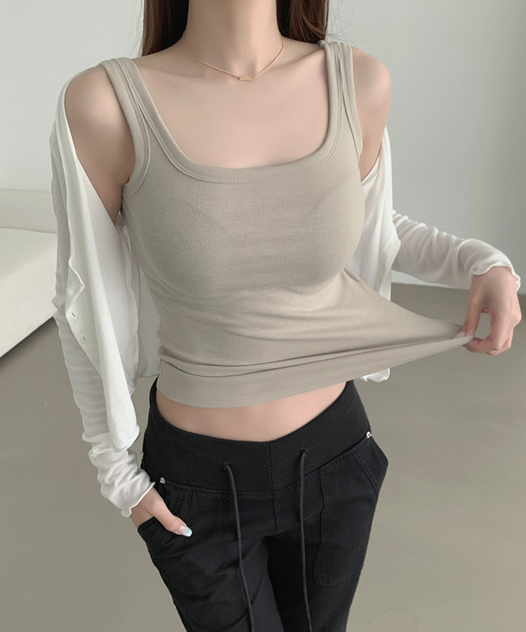 ベーシックスリムフィットノースリーブ(6color) BEIGE