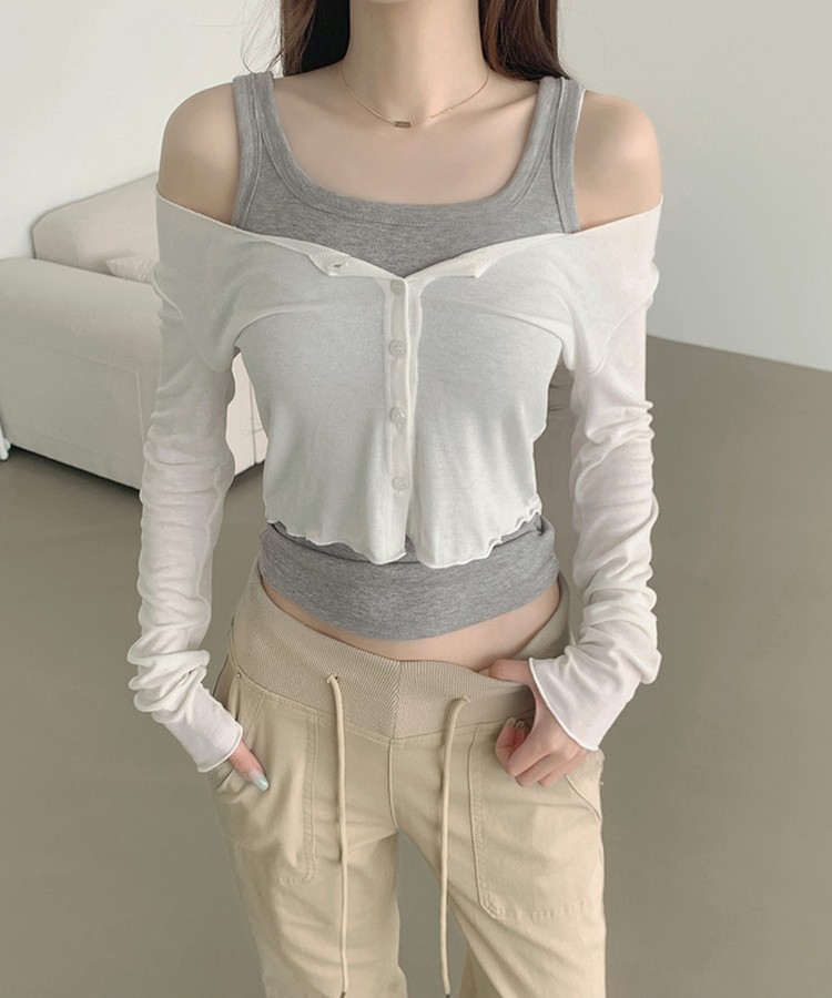 ベーシックスリムフィットノースリーブ(6color) GREY