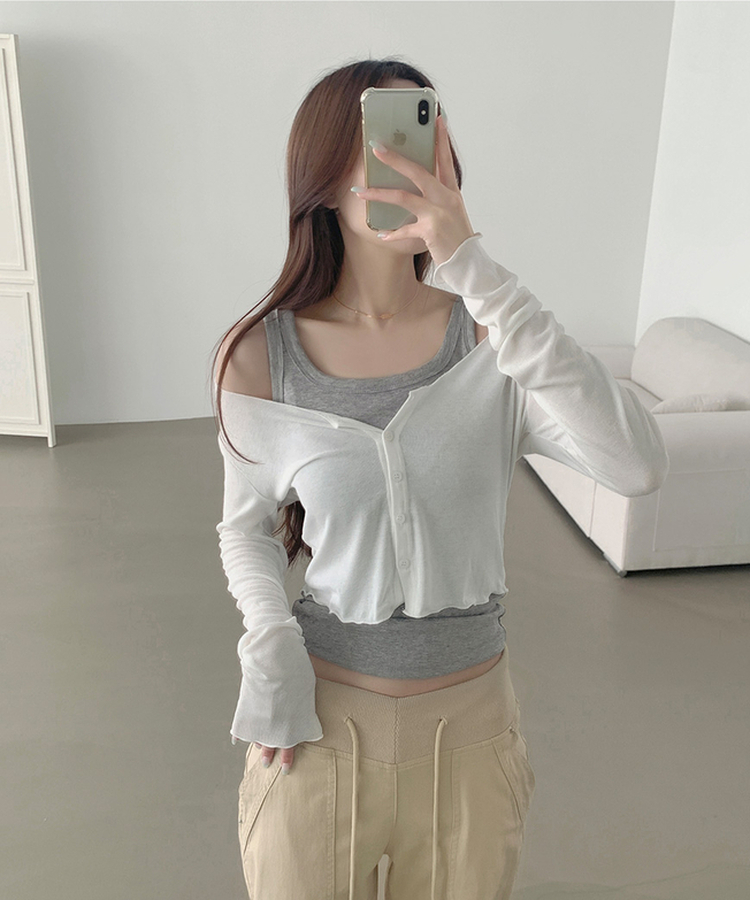 ベーシックスリムフィットノースリーブ(6color) GREY