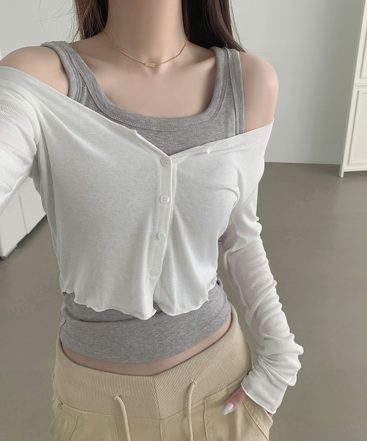 ソフトタッチスリムフィット長袖カーディガン WHITE