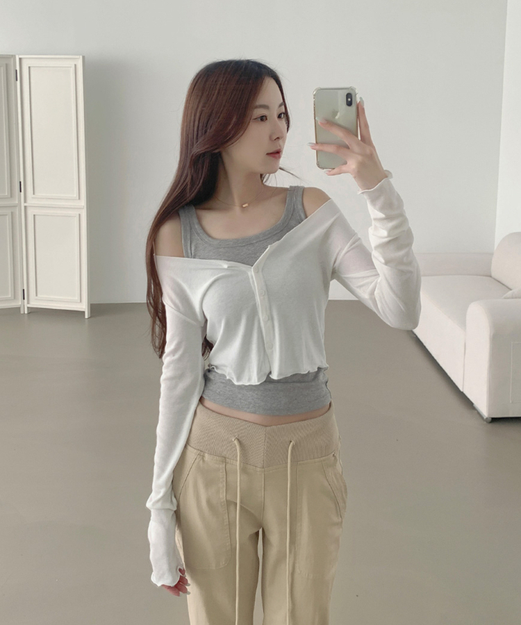 ソフトタッチスリムフィット長袖カーディガン WHITE