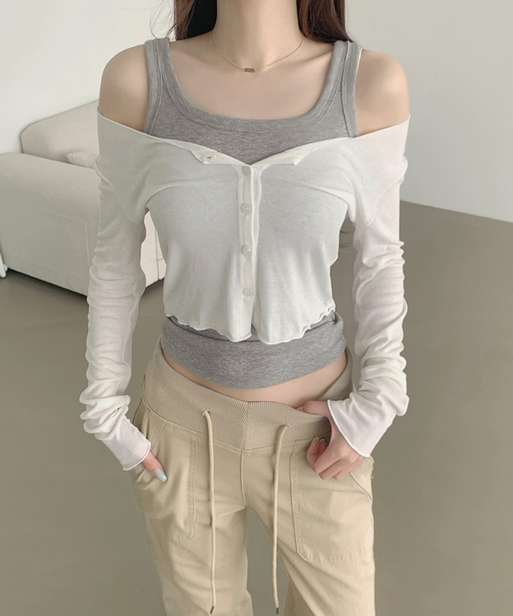 ソフトタッチスリムフィット長袖カーディガン WHITE