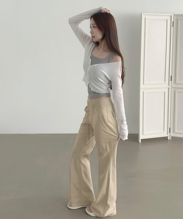 ソフトタッチスリムフィット長袖カーディガン WHITE