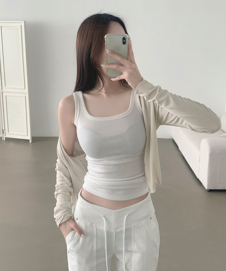 ソフトタッチスリムフィット長袖カーディガン BEIGE