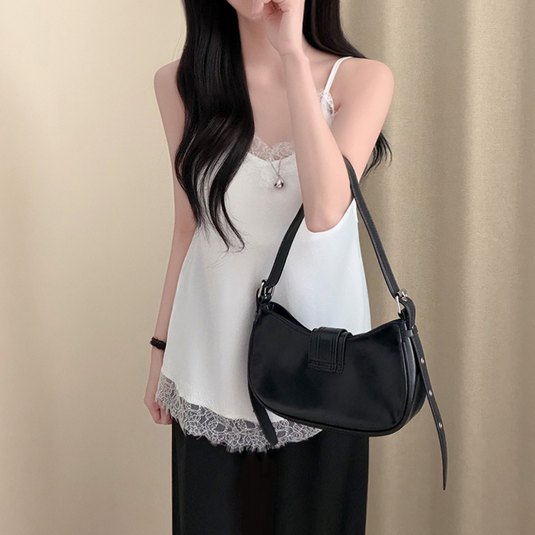 レースVネックストラップキャミソール WHITE