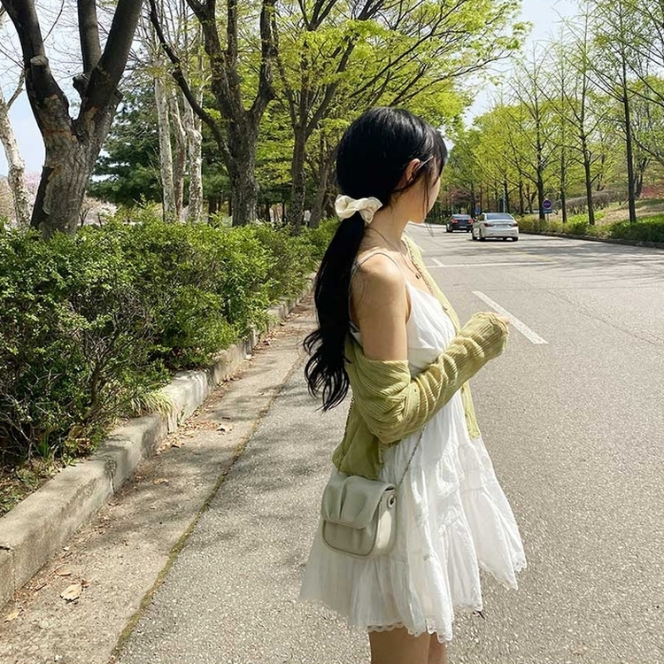 レースフリルキャミソールティアードミニワンピース WHITE