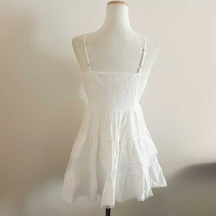 レースフリルキャミソールティアードミニワンピース