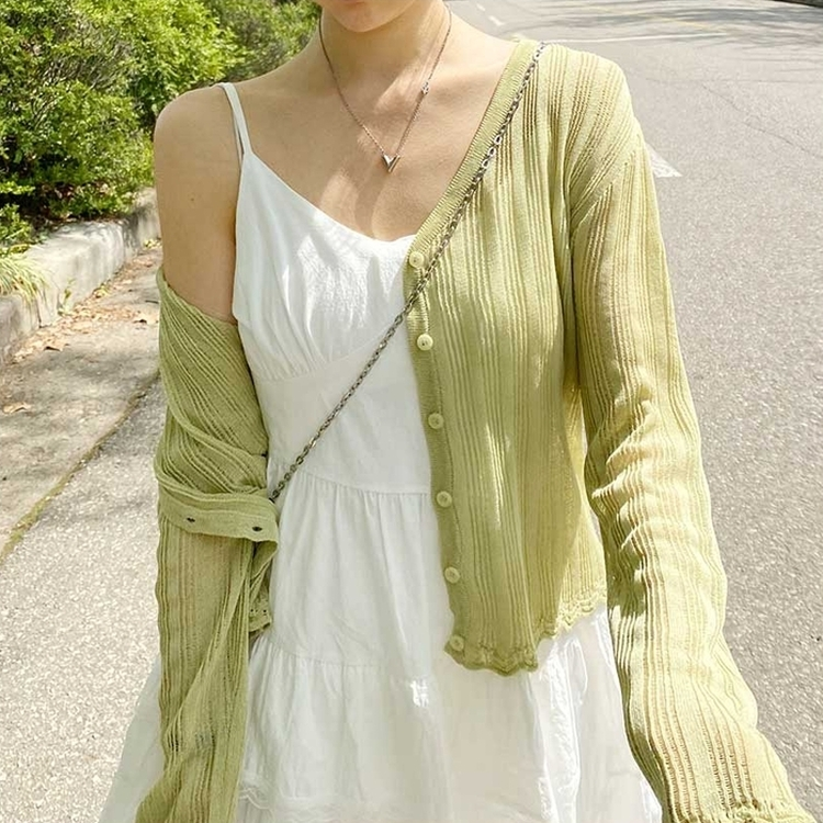 シースルーサマーカーディガン(5color) OLIVE