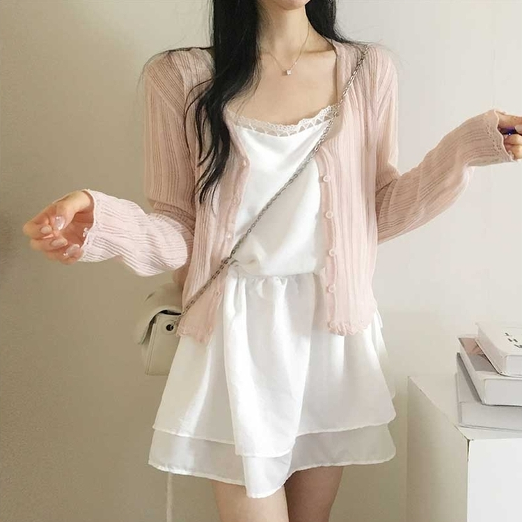 シースルーサマーカーディガン(5color) PINK