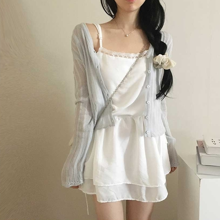 レイヤードレースシアリングキャミワンピース WHITE