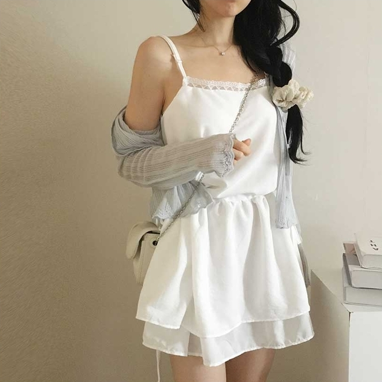 レイヤードレースシアリングキャミワンピース WHITE