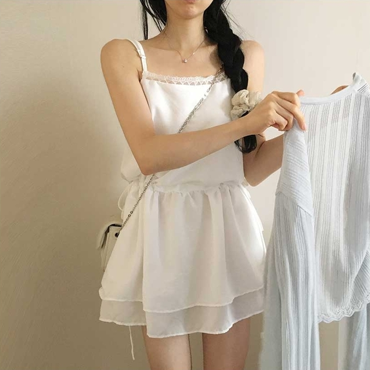 レイヤードレースシアリングキャミワンピース WHITE