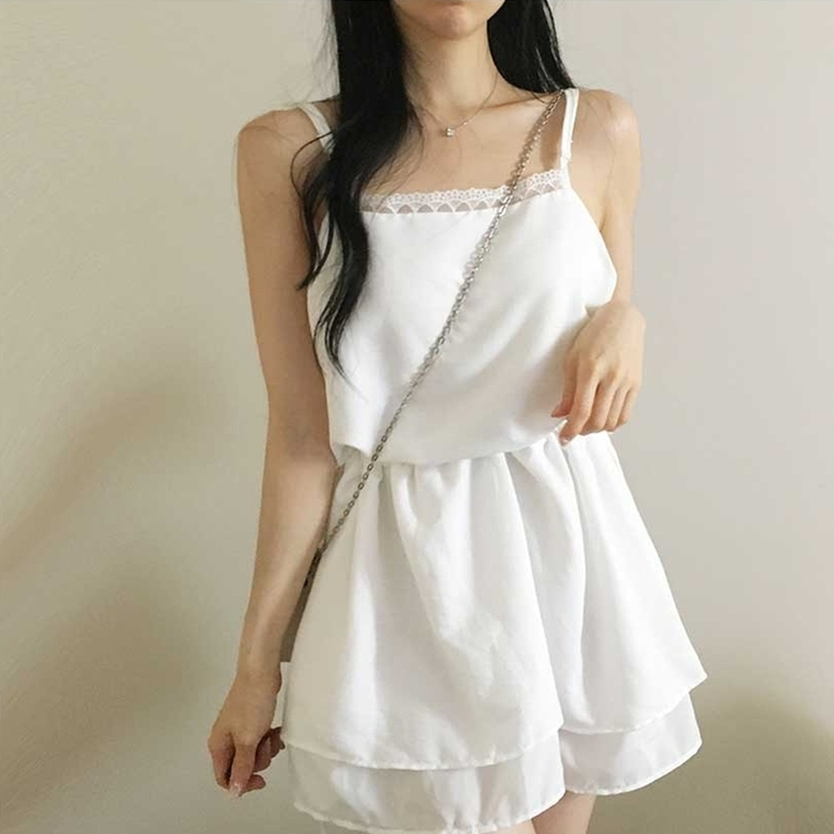 レイヤードレースシアリングキャミワンピース WHITE