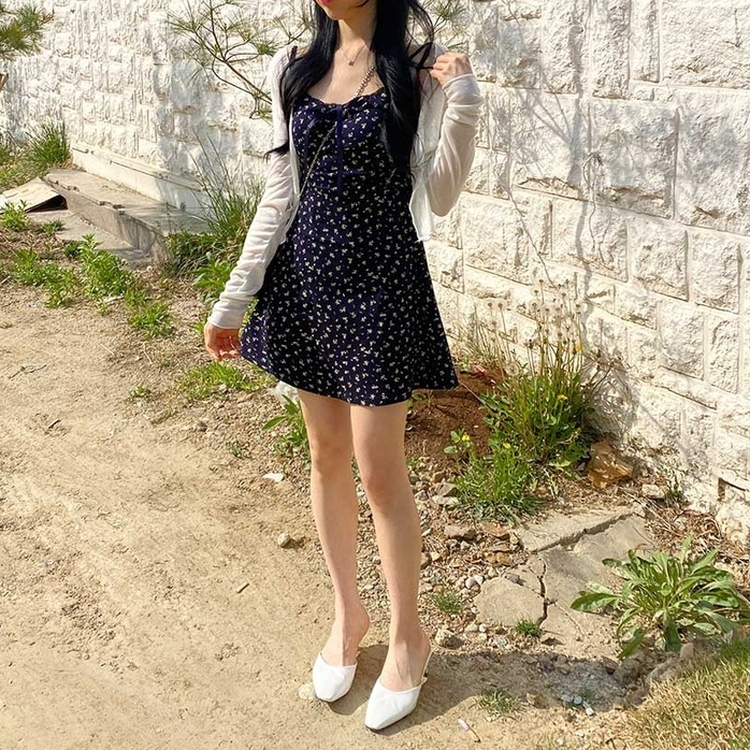 【SET】フラワーキャミソールワンピース＋カーディガン IVORY