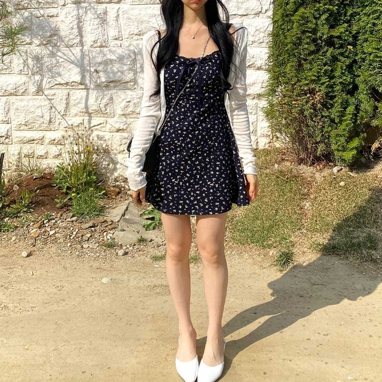 【SET】フラワーキャミソールワンピース＋カーディガン IVORY