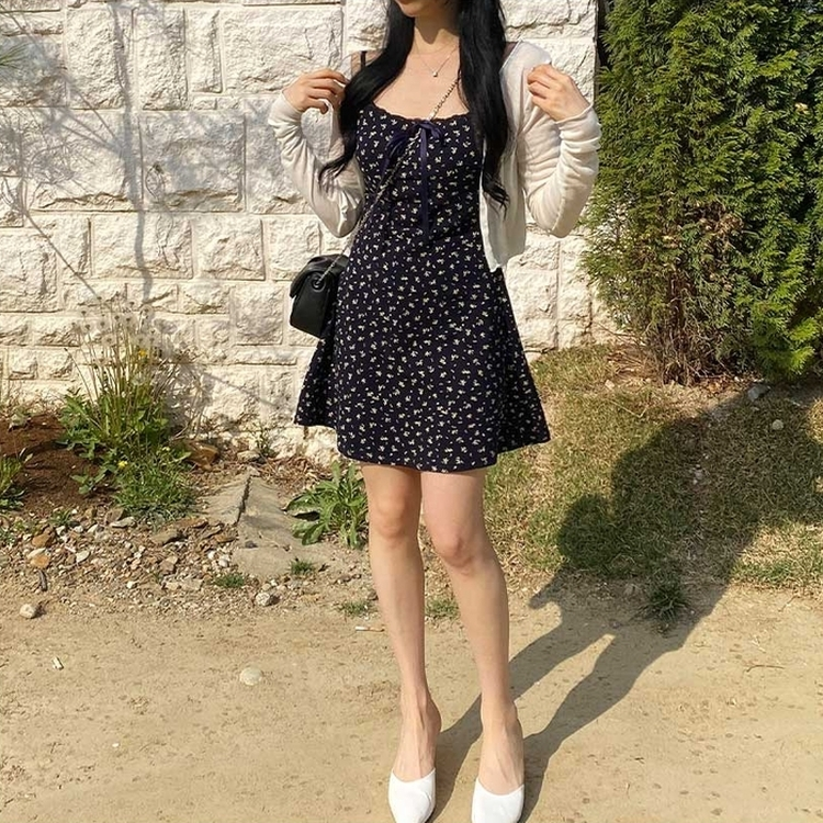 【SET】フラワーキャミソールワンピース＋カーディガン IVORY