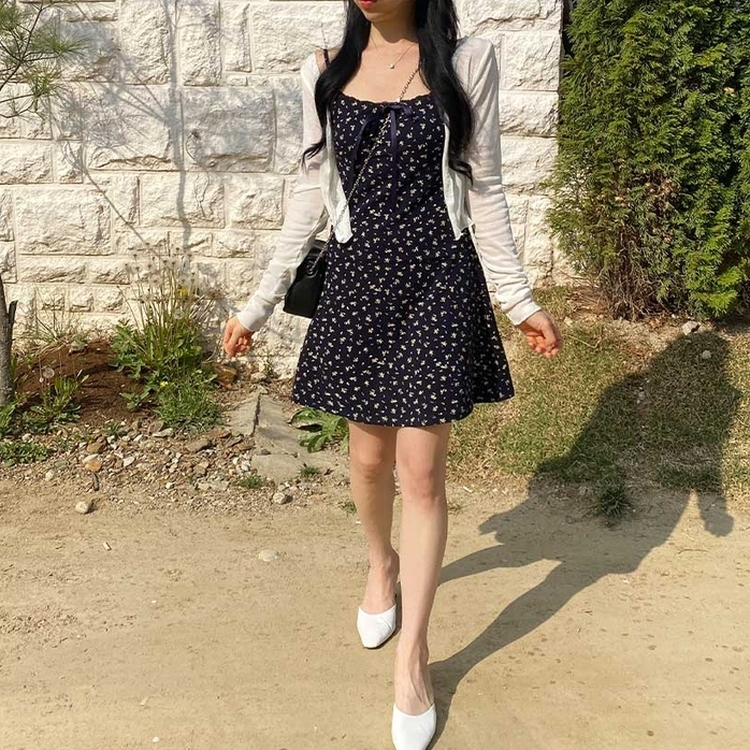 【SET】フラワーキャミソールワンピース＋カーディガン IVORY