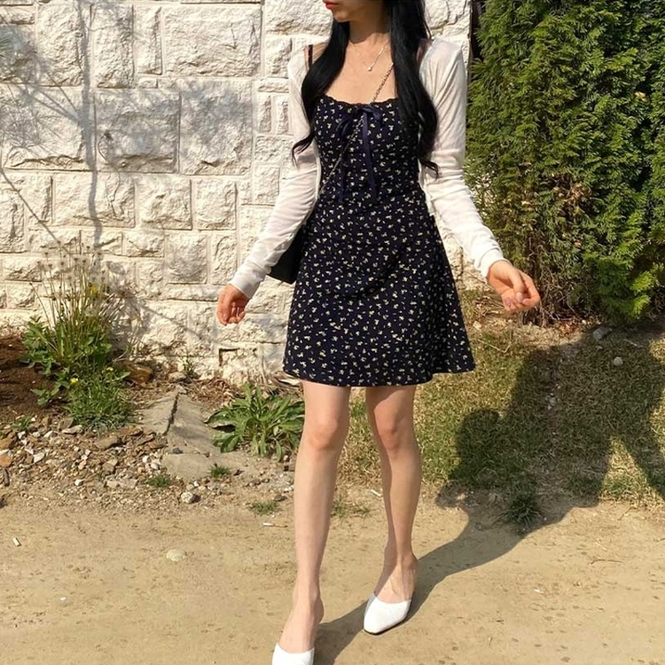 【SET】フラワーキャミソールワンピース＋カーディガン IVORY