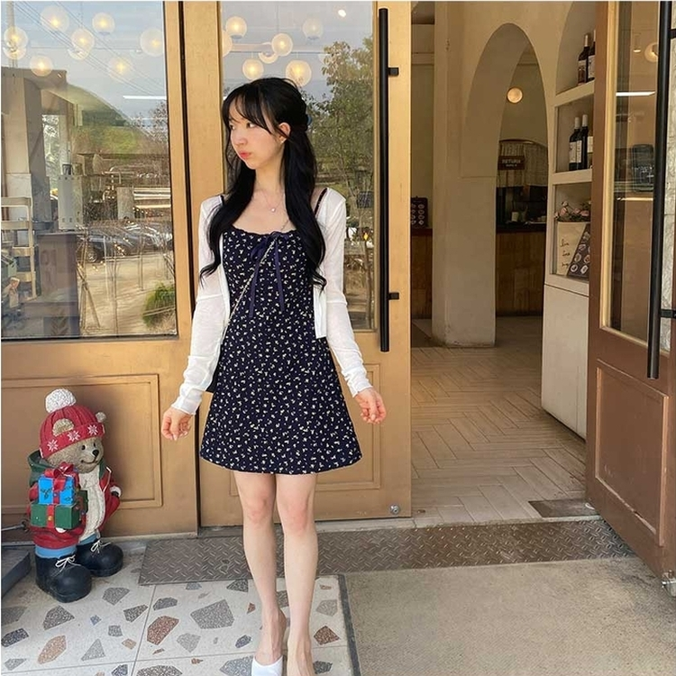 【SET】フラワーキャミソールワンピース＋カーディガン IVORY