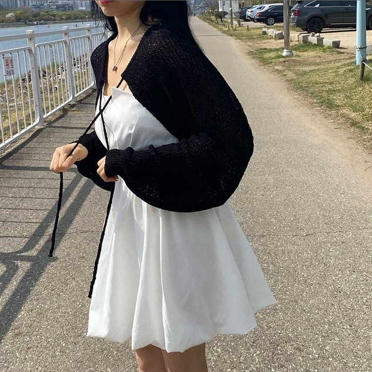 ボレロリボンカーディガン(6color) BLACK