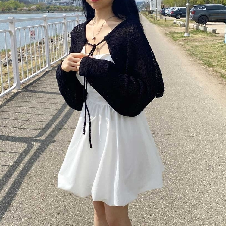 ボレロリボンカーディガン(6color) BLACK