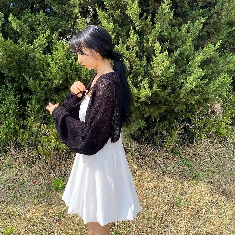 ボレロリボンカーディガン(6color) BLACK