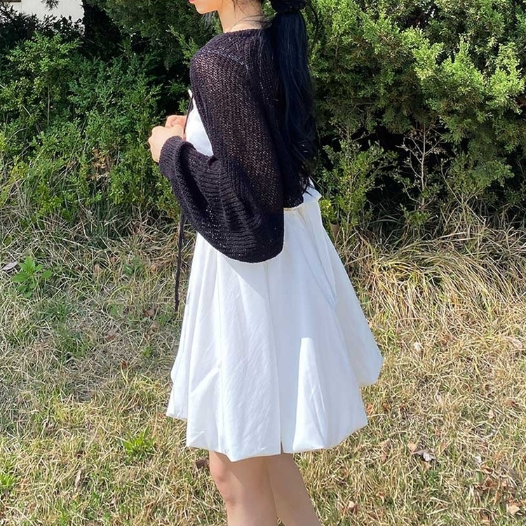 ボレロリボンカーディガン(6color) BLACK