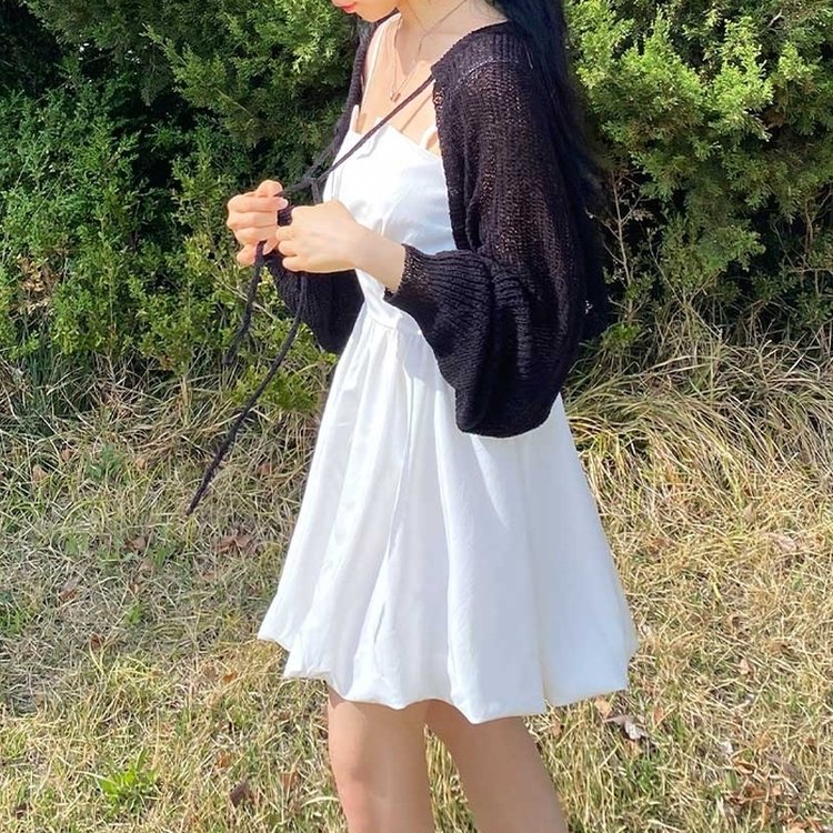 ボレロリボンカーディガン(6color) BLACK