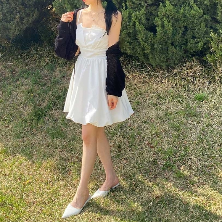 バックリボンキャミソールミニワンピース IVORY