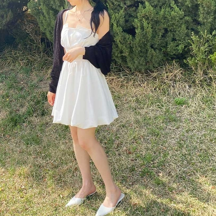 バックリボンキャミソールミニワンピース IVORY