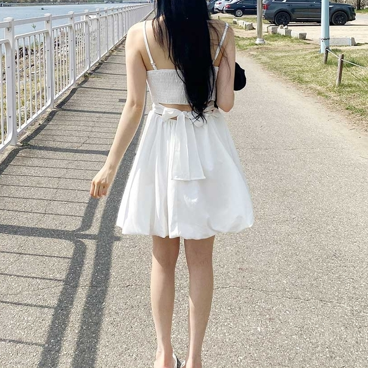 バックリボンキャミソールミニワンピース IVORY