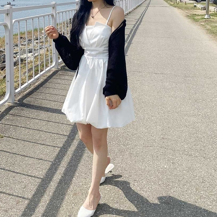 バックリボンキャミソールミニワンピース IVORY