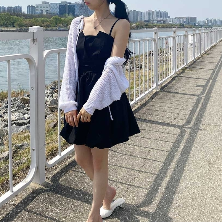 バックリボンキャミソールミニワンピース BLACK