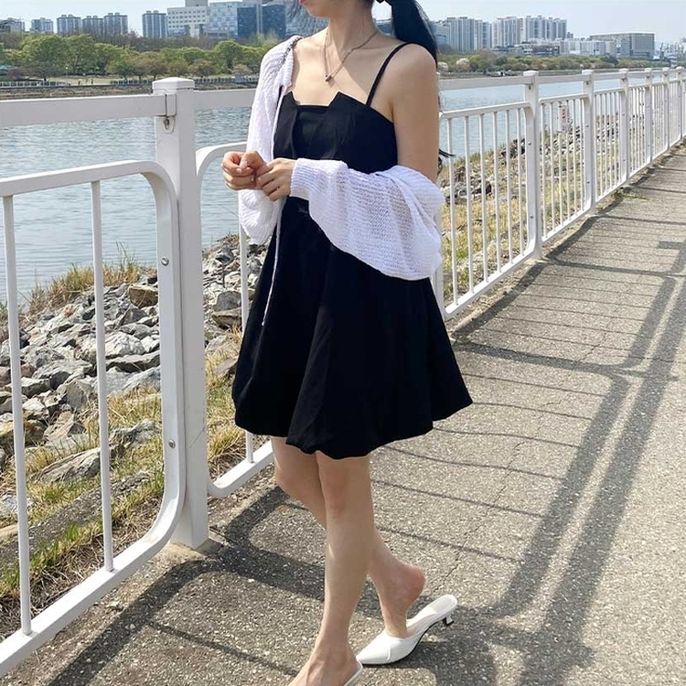 バックリボンキャミソールミニワンピース BLACK