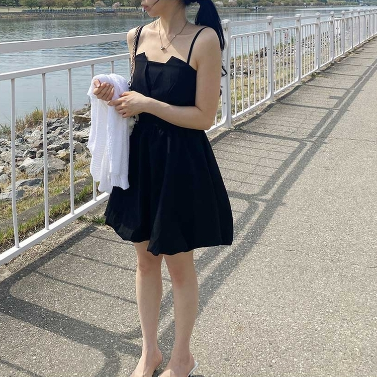 バックリボンキャミソールミニワンピース BLACK