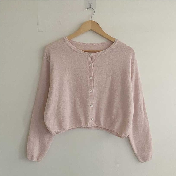 ボタンクロップラウンドカーディガン(5color)