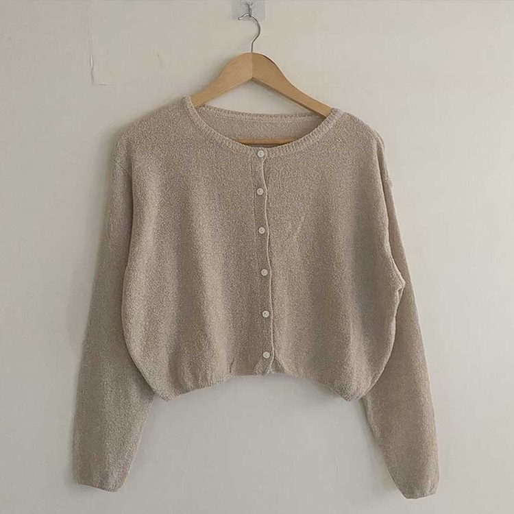 ボタンクロップラウンドカーディガン(5color)