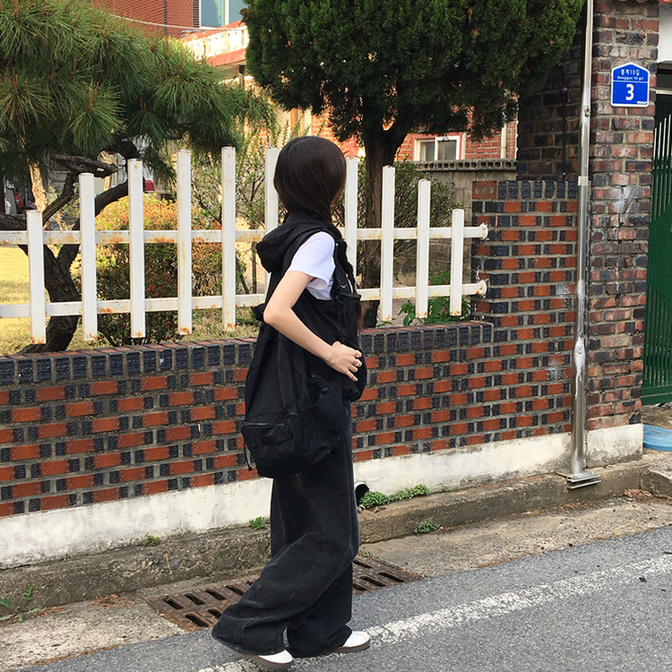 クールサマーフードベストジップアップ BLACK