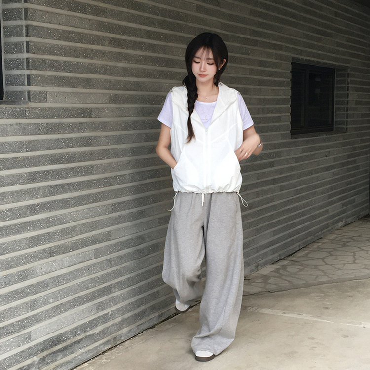 クールサマーフードベストジップアップ WHITE