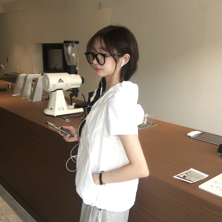 クールサマーフードベストジップアップ WHITE