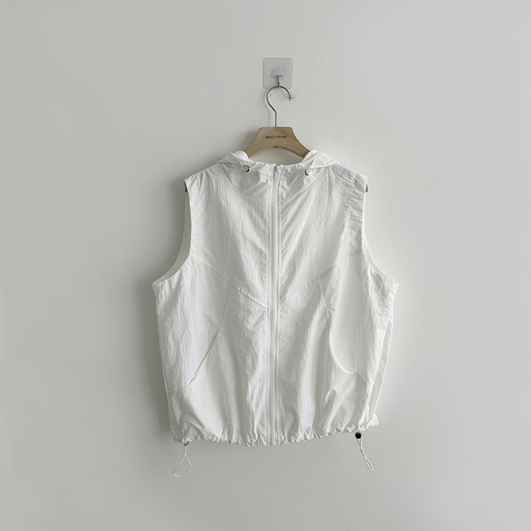 クールサマーフードベストジップアップ