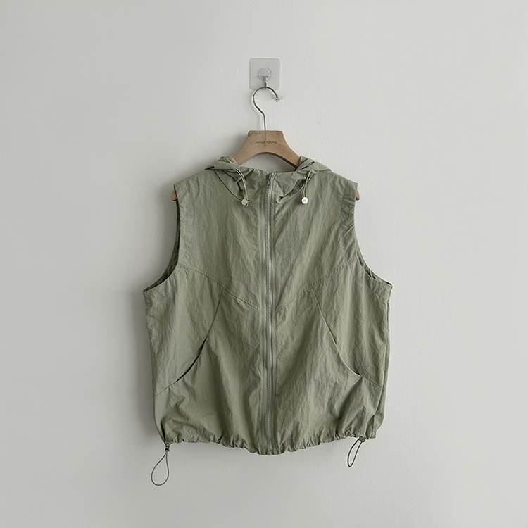 クールサマーフードベストジップアップ